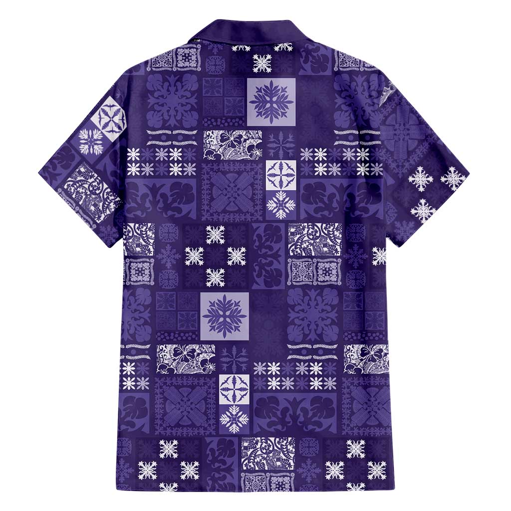 Vintage Hawaiian Quilting Patterns Family Matching Short Sleeve Bodycon Dress and Hawaiian Shirt Purple Style Tribal Fabric Patchwork LT9 - Polynesian Pride