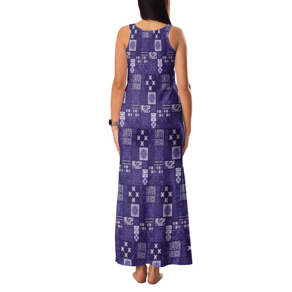 Vintage Hawaiian Quilting Patterns Family Matching Tank Maxi Dress and Hawaiian Shirt Purple Style Tribal Fabric Patchwork - Polynesian Pride