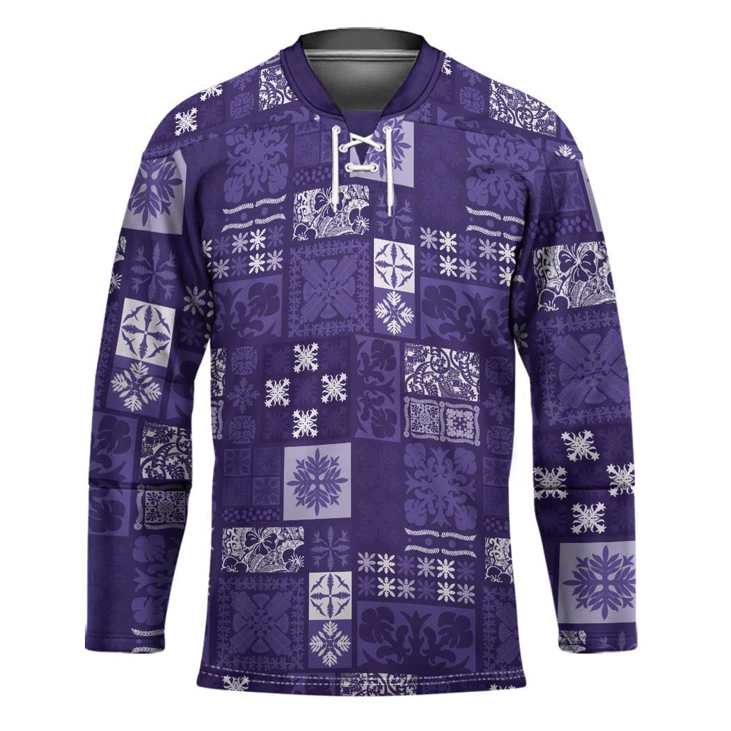 Vintage Hawaiian Quilting Patterns Hockey Jersey Purple Style Tribal Fabric Patchwork - Polynesian Pride