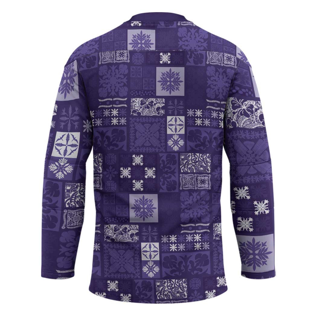 Vintage Hawaiian Quilting Patterns Hockey Jersey Purple Style Tribal Fabric Patchwork - Polynesian Pride