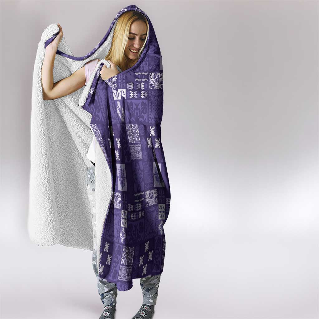 Vintage Hawaiian Quilting Patterns Hooded Blanket Purple Style Tribal Fabric Patchwork - Polynesian Pride