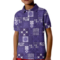 Vintage Hawaiian Quilting Patterns Kid Polo Shirt Purple Style Tribal Fabric Patchwork - Polynesian Pride