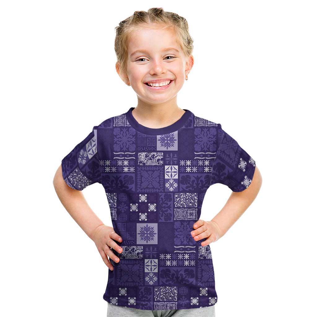 Vintage Hawaiian Quilting Patterns Kid T Shirt Purple Style Tribal Fabric Patchwork - Polynesian Pride
