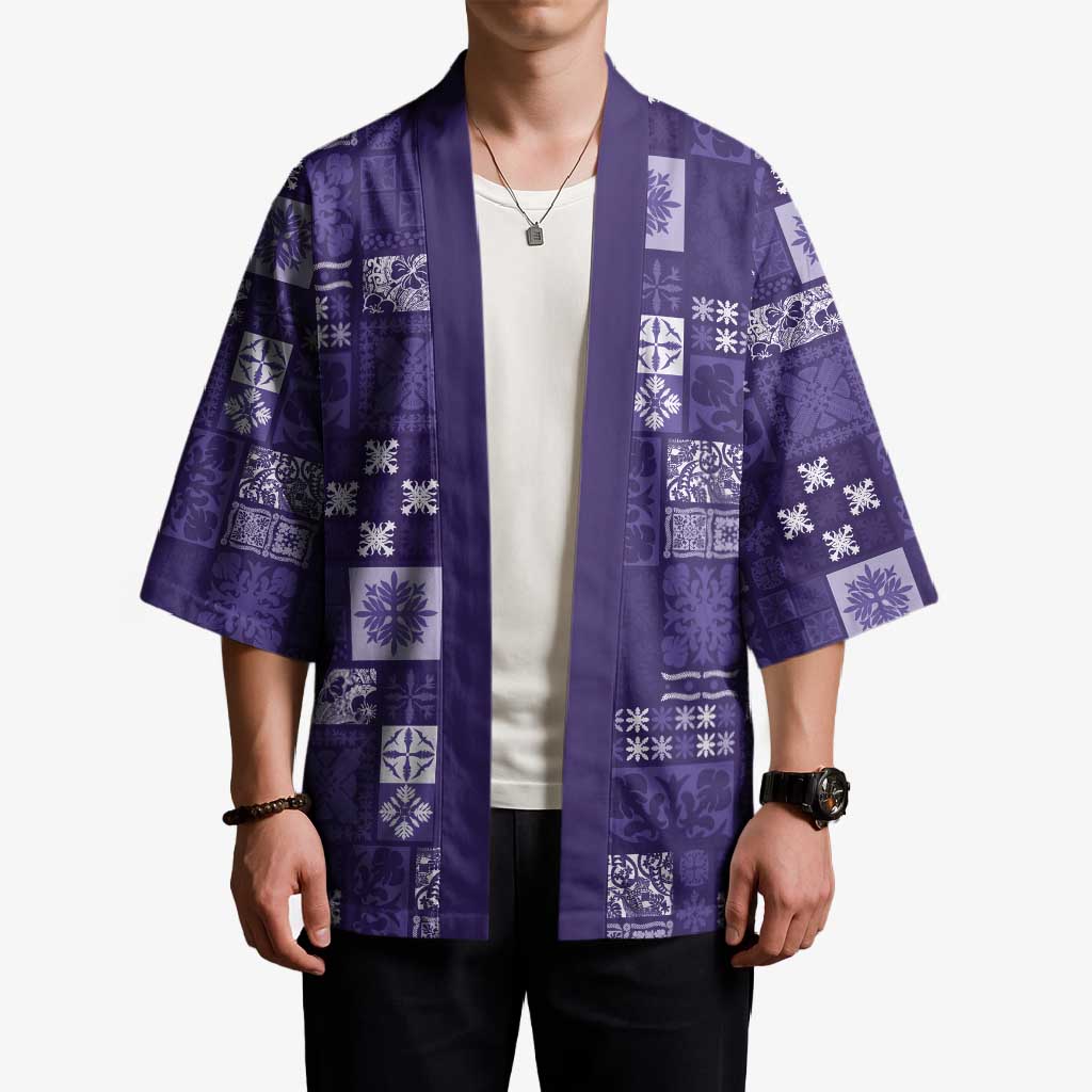 Vintage Hawaiian Quilting Patterns Kimono Purple Style Tribal Fabric Patchwork - Polynesian Pride
