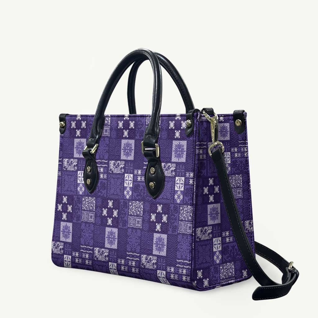 Vintage Hawaiian Quilting Patterns Leather Bag Purple Style Tribal Fabric Patchwork - Polynesian Pride