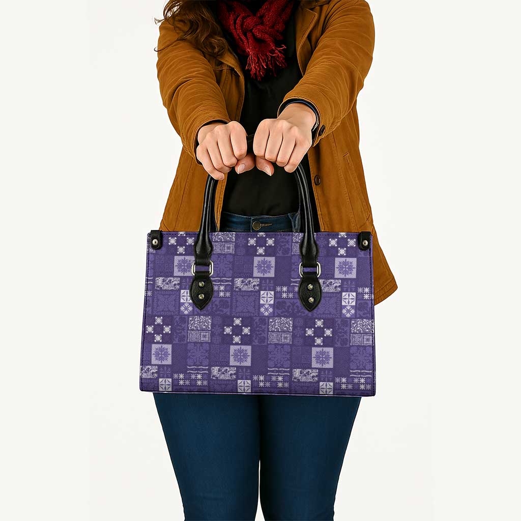 Vintage Hawaiian Quilting Patterns Leather Bag Purple Style Tribal Fabric Patchwork - Polynesian Pride