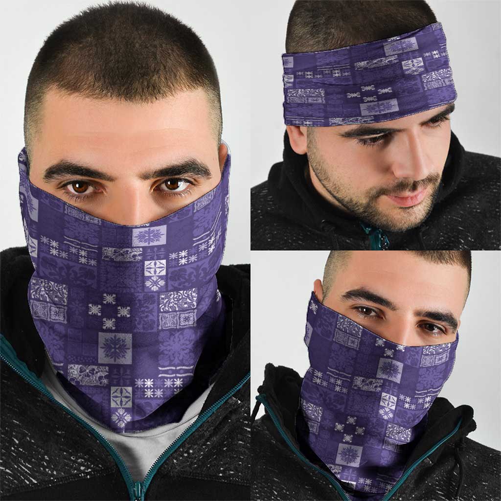 Vintage Hawaiian Quilting Patterns Neck Gaiter Purple Style Tribal Fabric Patchwork - Polynesian Pride