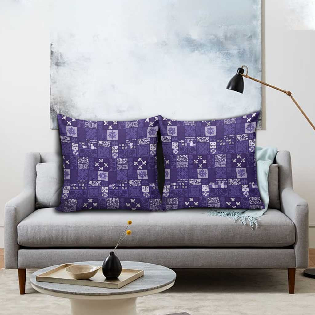 Vintage Hawaiian Quilting Patterns Pillow Cover Purple Style Tribal Fabric Patchwork - Polynesian Pride