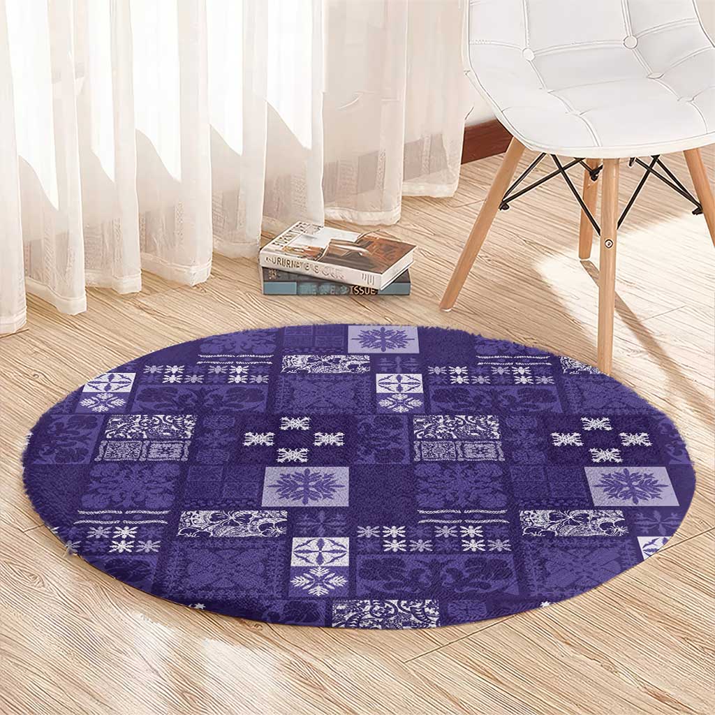 Vintage Hawaiian Quilting Patterns Round Carpet Purple Style Tribal Fabric Patchwork - Polynesian Pride