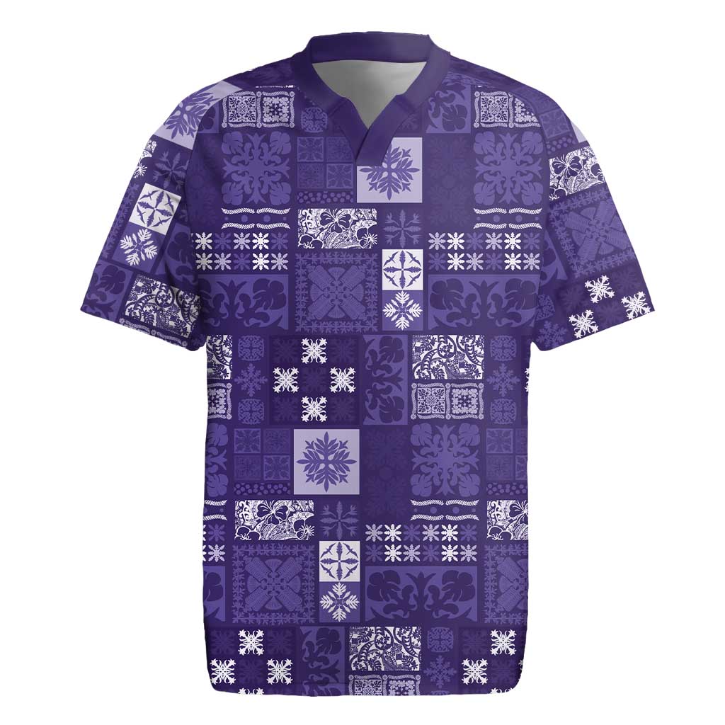 Vintage Hawaiian Quilting Patterns Rugby Jersey Purple Style Tribal Fabric Patchwork - Polynesian Pride