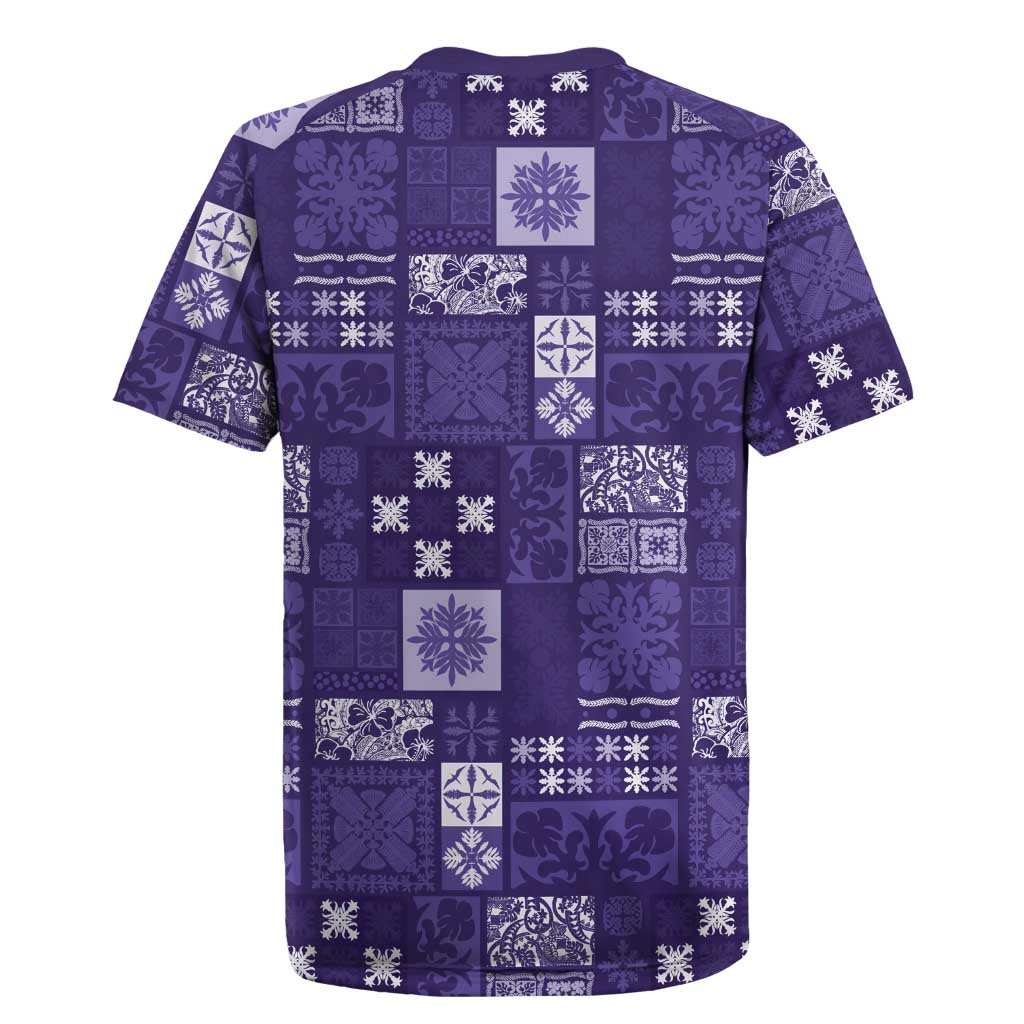 Vintage Hawaiian Quilting Patterns Rugby Jersey Purple Style Tribal Fabric Patchwork - Polynesian Pride
