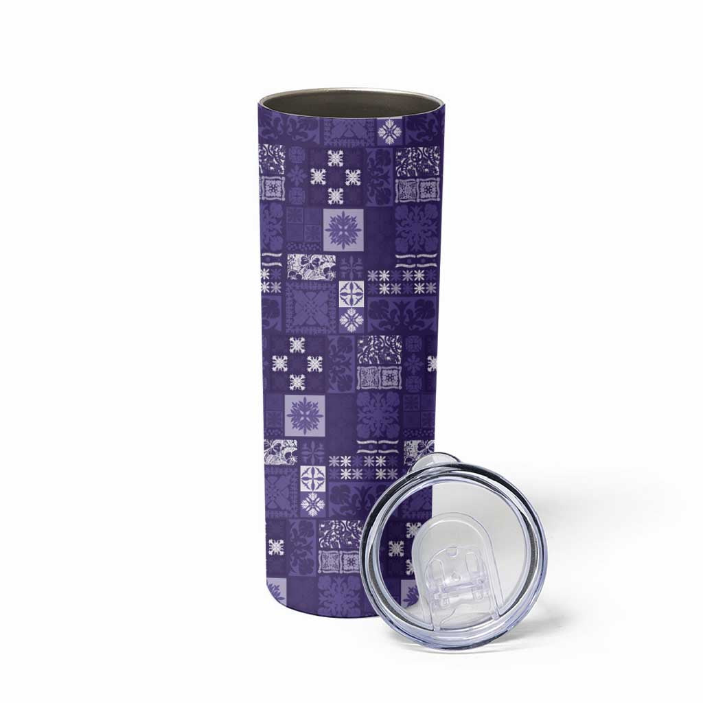 Vintage Hawaiian Quilting Patterns Skinny Tumbler Purple Style Tribal Fabric Patchwork - Polynesian Pride