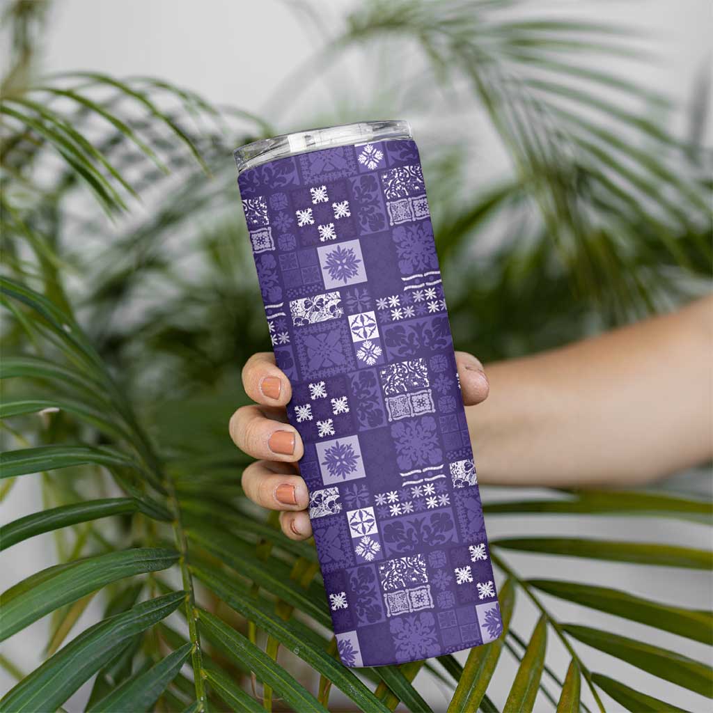 Vintage Hawaiian Quilting Patterns Skinny Tumbler Purple Style Tribal Fabric Patchwork - Polynesian Pride