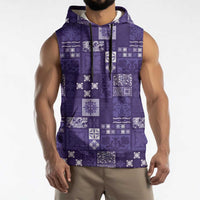 Vintage Hawaiian Quilting Patterns Sleeveless Hoodie Purple Style Tribal Fabric Patchwork - Polynesian Pride