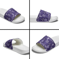 Vintage Hawaiian Quilting Patterns Slide Sandals Purple Style Tribal Fabric Patchwork - Polynesian Pride