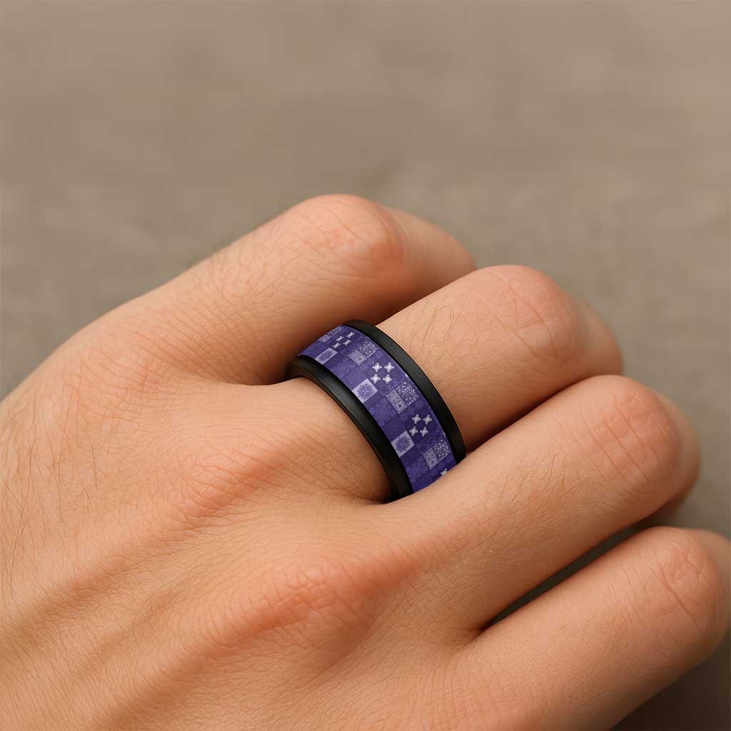 Vintage Hawaiian Quilting Patterns Spinner Ring Purple Style Tribal Fabric Patchwork - Polynesian Pride