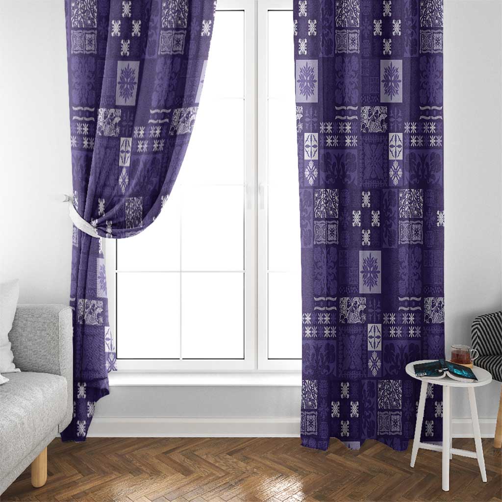 Vintage Hawaiian Quilting Patterns Window Curtain Purple Style Tribal Fabric Patchwork - Polynesian Pride