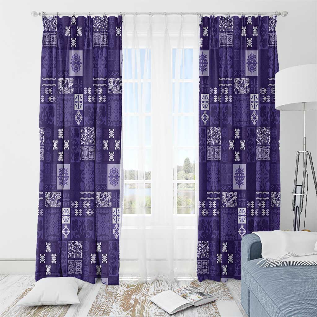Vintage Hawaiian Quilting Patterns Window Curtain Purple Style Tribal Fabric Patchwork - Polynesian Pride