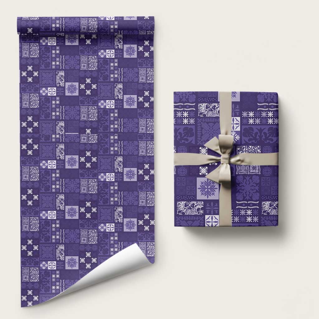Vintage Hawaiian Quilting Patterns Wrapping Paper Purple Style Tribal Fabric Patchwork - Polynesian Pride
