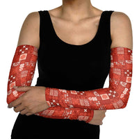 Vintage Hawaiian Quilting Patterns Arm Sleeves Red Style Tribal Fabric Patchwork - Polynesian Pride