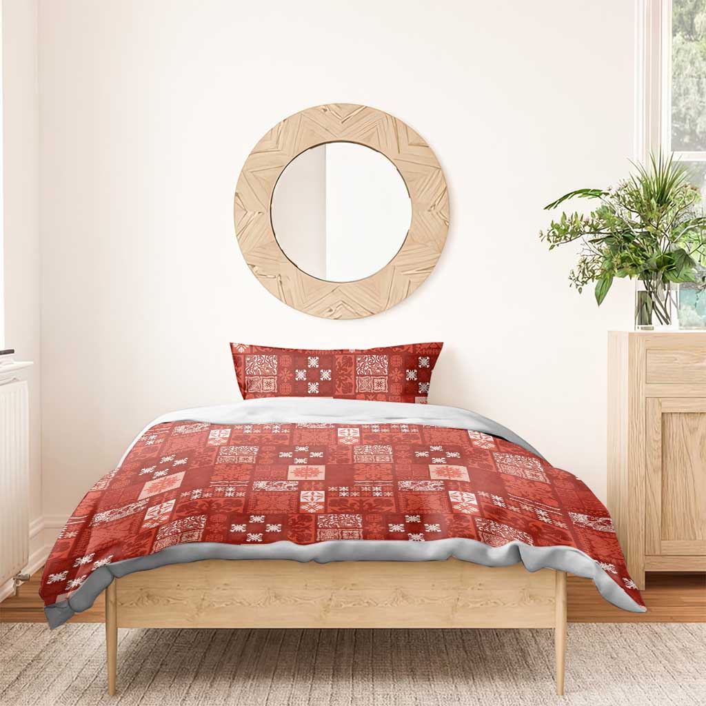 Vintage Hawaiian Quilting Patterns Bedding Set Red Style Tribal Fabric Patchwork - Polynesian Pride