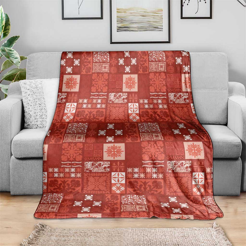 Vintage Hawaiian Quilting Patterns Blanket Red Style Tribal Fabric Patchwork - Polynesian Pride