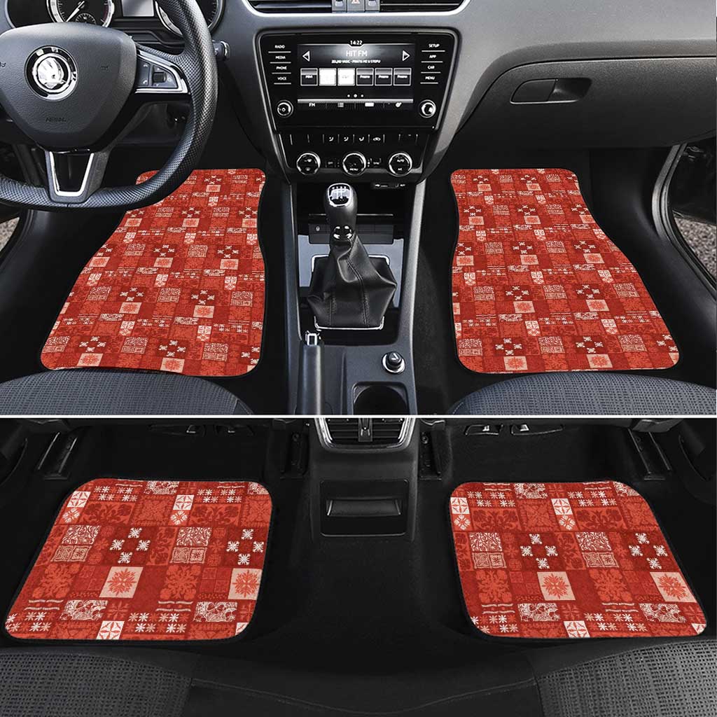 Vintage Hawaiian Quilting Patterns Car Mats Red Style Tribal Fabric Patchwork - Polynesian Pride