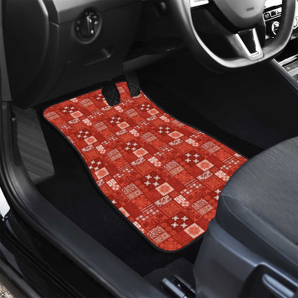 Vintage Hawaiian Quilting Patterns Car Mats Red Style Tribal Fabric Patchwork - Polynesian Pride
