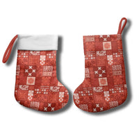 Vintage Hawaiian Quilting Patterns Christmas Stocking Red Style Tribal Fabric Patchwork - Polynesian Pride