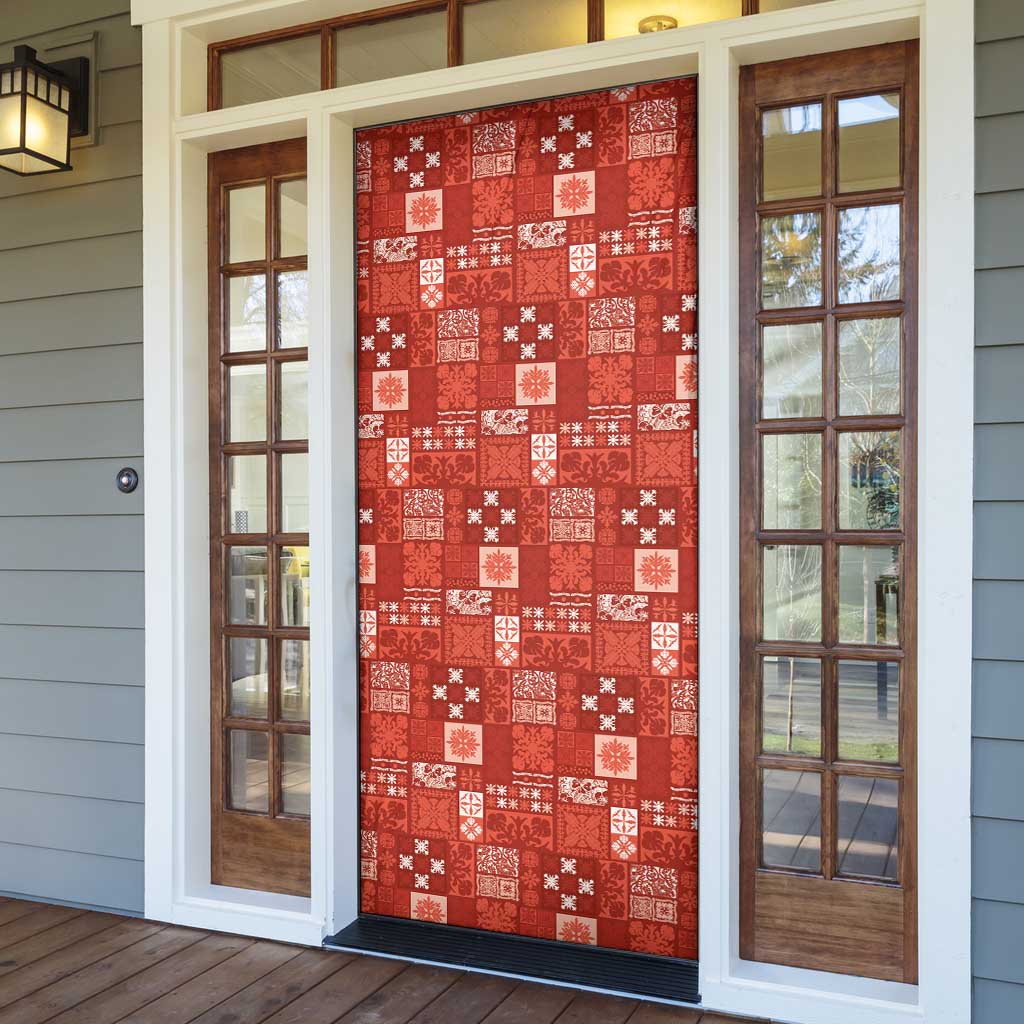 Vintage Hawaiian Quilting Patterns Door Cover Red Style Tribal Fabric Patchwork - Polynesian Pride