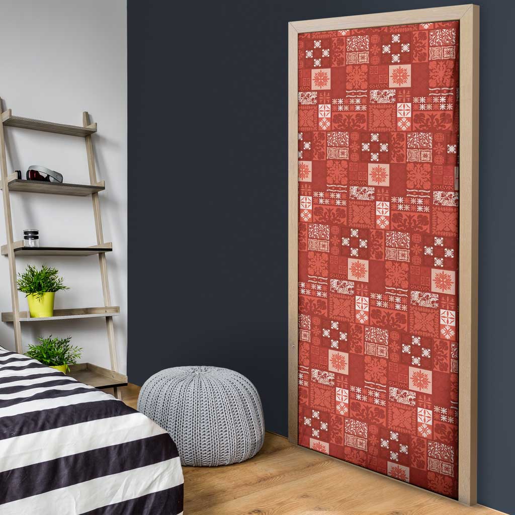 Vintage Hawaiian Quilting Patterns Door Cover Red Style Tribal Fabric Patchwork - Polynesian Pride