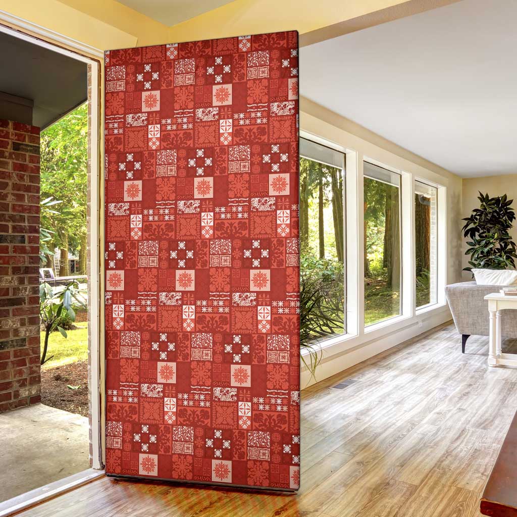Vintage Hawaiian Quilting Patterns Door Cover Red Style Tribal Fabric Patchwork - Polynesian Pride