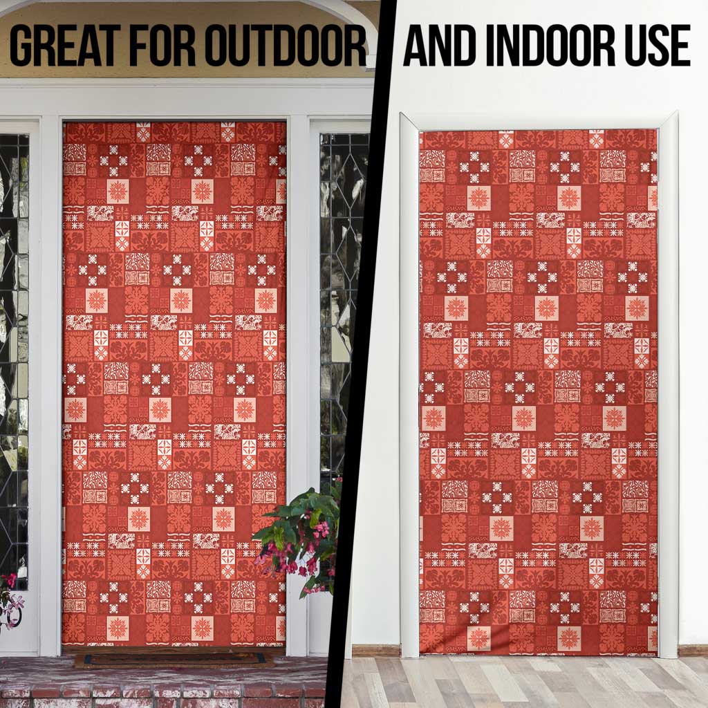 Vintage Hawaiian Quilting Patterns Door Cover Red Style Tribal Fabric Patchwork - Polynesian Pride