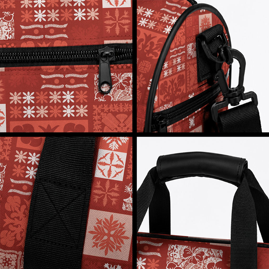 Vintage Hawaiian Quilting Patterns Duffle Bag Red Style Tribal Fabric Patchwork LT9 - Polynesian Pride