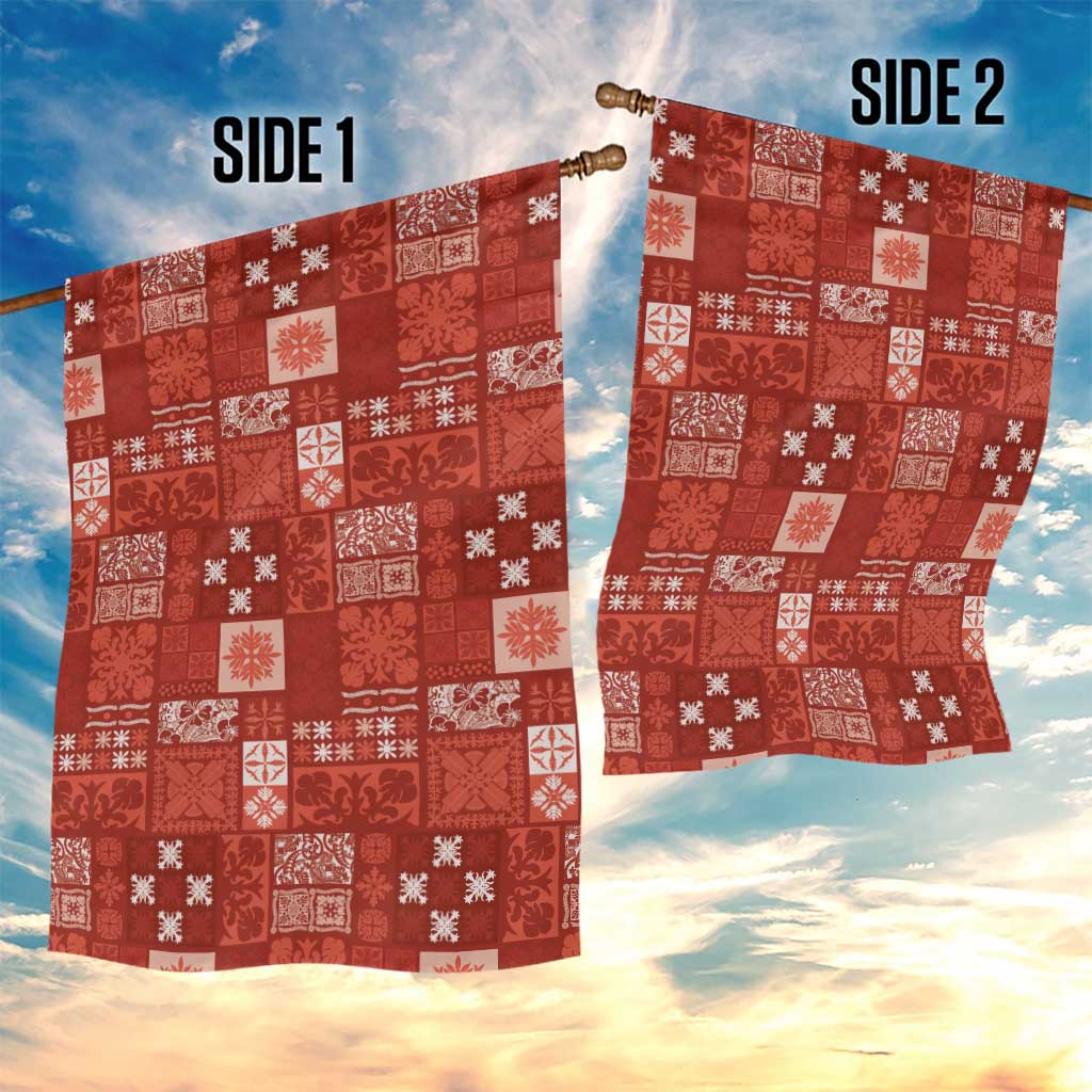 Vintage Hawaiian Quilting Patterns Garden Flag Red Style Tribal Fabric Patchwork - Polynesian Pride