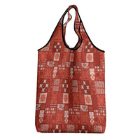 Vintage Hawaiian Quilting Patterns Grocery Bag Red Style Tribal Fabric Patchwork - Polynesian Pride