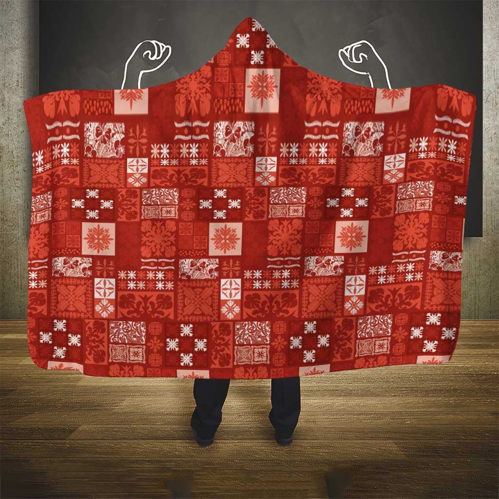 Vintage Hawaiian Quilting Patterns Hooded Blanket Red Style Tribal Fabric Patchwork - Polynesian Pride