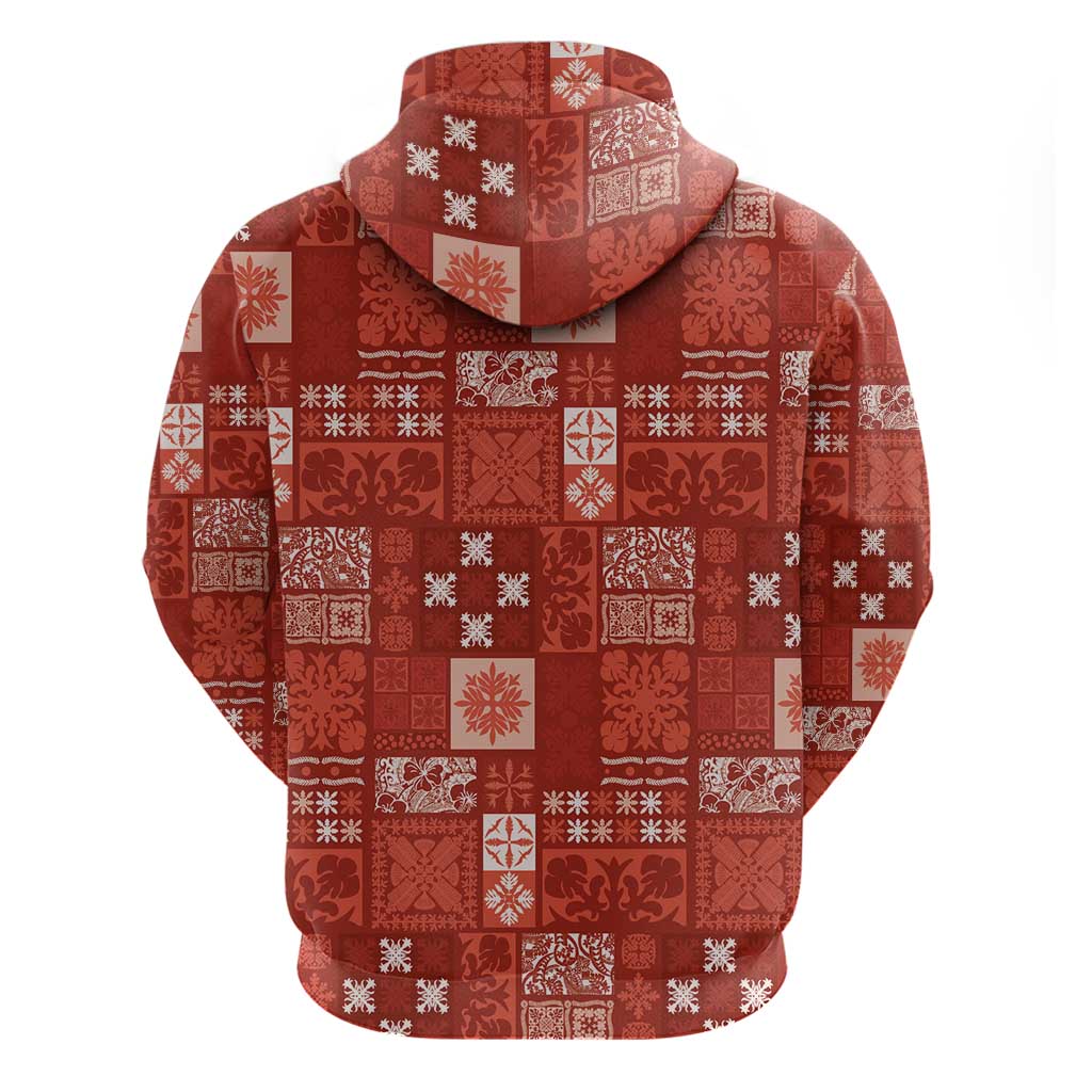 Vintage Hawaiian Quilting Patterns Hoodie Red Style Tribal Fabric Patchwork - Polynesian Pride