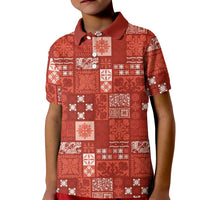 Vintage Hawaiian Quilting Patterns Kid Polo Shirt Red Style Tribal Fabric Patchwork - Polynesian Pride