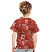 Vintage Hawaiian Quilting Patterns Kid T Shirt Red Style Tribal Fabric Patchwork - Polynesian Pride