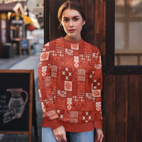 Vintage Hawaiian Quilting Patterns Ugly Christmas Sweater Red Style Tribal Fabric Patchwork - Polynesian Pride