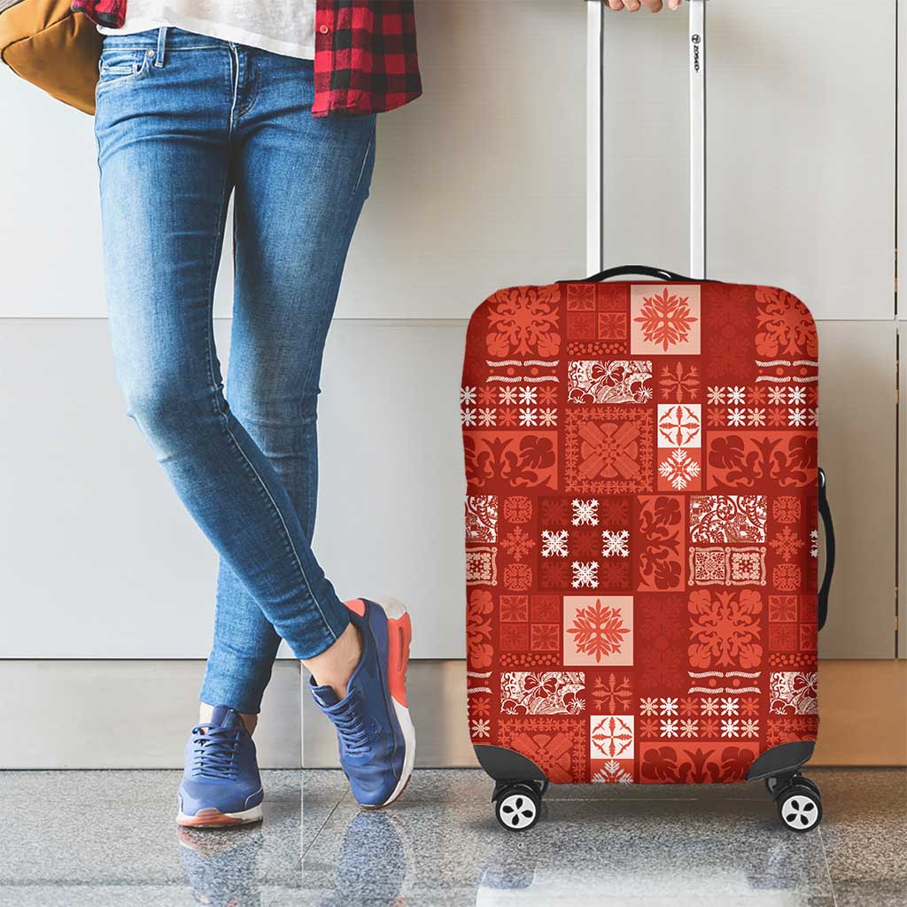 Vintage Hawaiian Quilting Patterns Luggage Cover Red Style Tribal Fabric Patchwork - Polynesian Pride