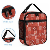 Vintage Hawaiian Quilting Patterns Lunch Bag Red Style Tribal Fabric Patchwork LT9 - Polynesian Pride
