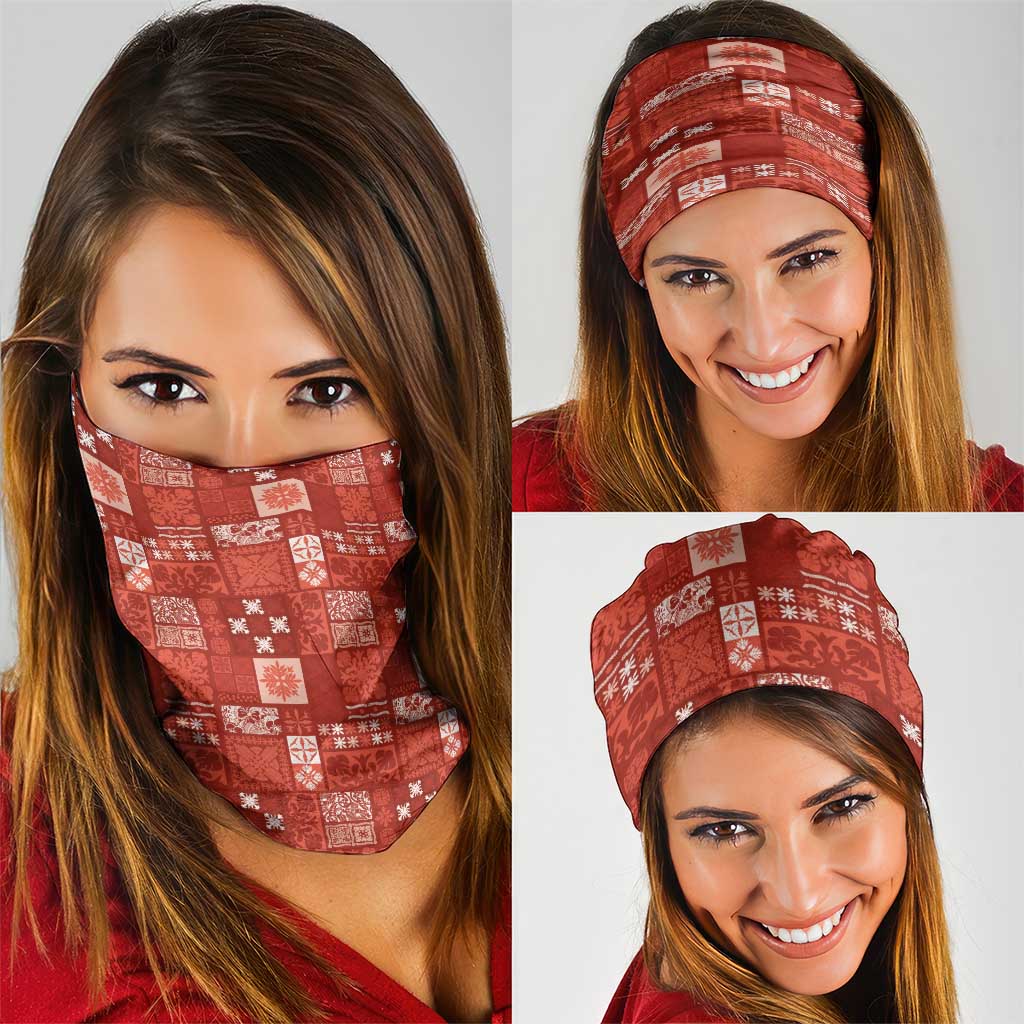Vintage Hawaiian Quilting Patterns Neck Gaiter Red Style Tribal Fabric Patchwork - Polynesian Pride
