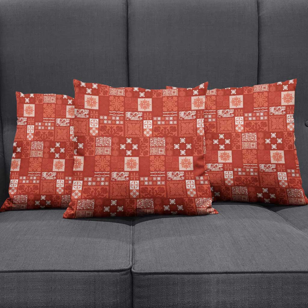 Vintage Hawaiian Quilting Patterns Pillow Cover Red Style Tribal Fabric Patchwork - Polynesian Pride