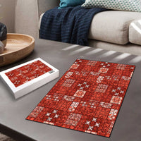 Vintage Hawaiian Quilting Patterns Puzzle Red Style Tribal Fabric Patchwork - Polynesian Pride