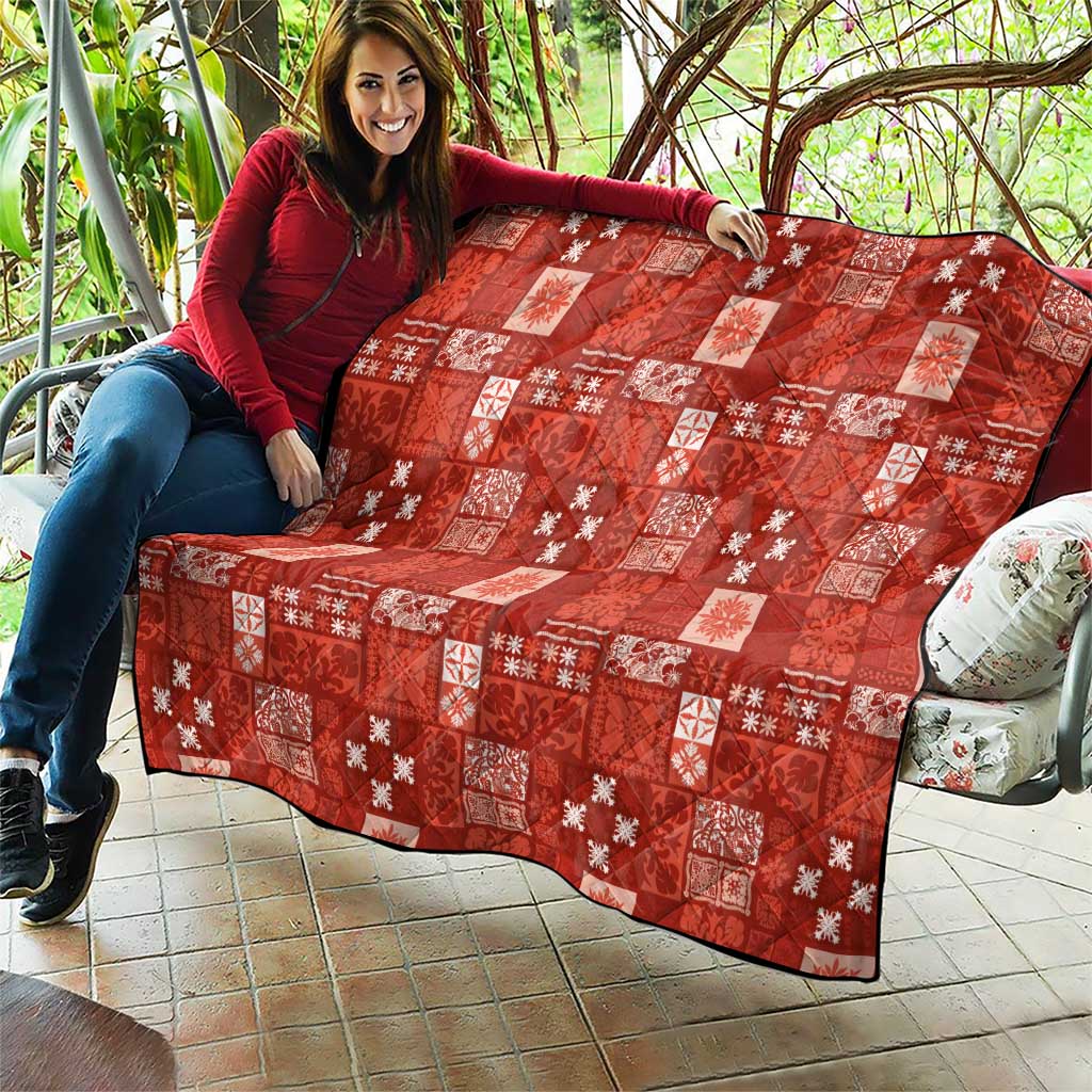 Vintage Hawaiian Quilting Patterns Quilt Red Style Tribal Fabric Patchwork - Polynesian Pride