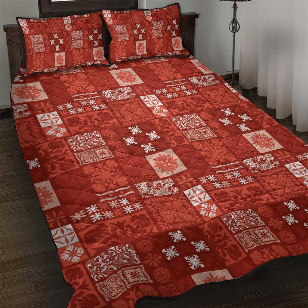 Vintage Hawaiian Quilting Patterns Quilt Bed Set Red Style Tribal Fabric Patchwork - Polynesian Pride
