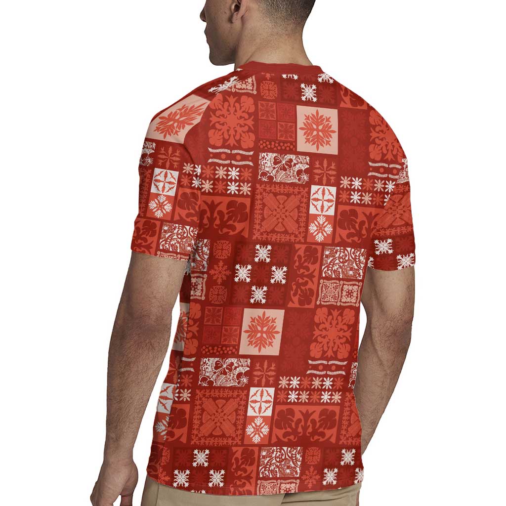 Vintage Hawaiian Quilting Patterns Rugby Jersey Red Style Tribal Fabric Patchwork - Polynesian Pride