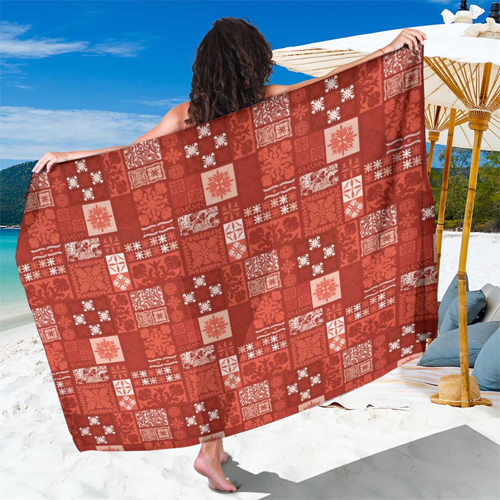 Vintage Hawaiian Quilting Patterns Sarong Red Style Tribal Fabric Patchwork - Polynesian Pride